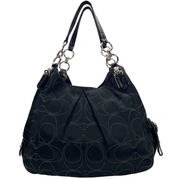 Coach Handbags - COACH Maggie Mia Satin Black S Jacquard Hobo Shoulder Bag - G1082-16153